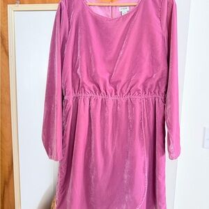 J. Crew Pink Velvet Long-Sleeve Tulip Dress